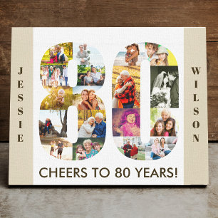Fotocollage Nummer 80 Neutral 80. Geburtstag Leinwanddruck