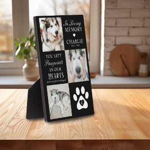 FotoCollage 'Pawprints in Our Hearts' Pet Loss Fotoplatte