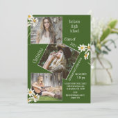 FotoCollage Personalisiert 4 Bilder Grün Ankündigung (Stehend Vorderseite)