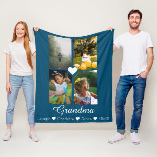 FotoCollage Personalisiert 4 Fotos mit Herz Fleecedecke