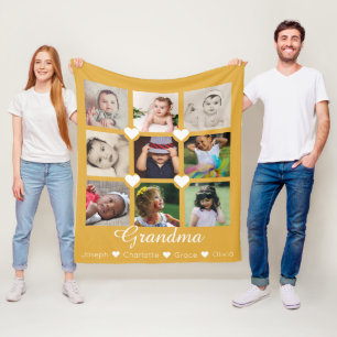 FotoCollage Personalisiert 9 Fotos mit Herz Fleecedecke
