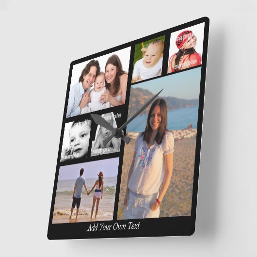 FotoCollage Personalisiert Quadratische Wanduhr (Winkel)