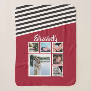 FotoCollage Personalisiert roter Streifen einzigar Sherpadecke
