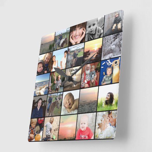 FotoCollage Quadratische Wanduhr (Winkel)