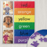 Fotocollage Rainbow Personalisierte Farben Puzzle<br><div class="desc">Spielerlernen - personalisiertes Foto-Puzzle mit Regenbogenfarben. Die Fotovorlage ist ein Set für Sie, drei Ihrer Lieblingsfotos hinzuzufügen, die im Porträtformat auf einem schwarz-weißen Hintergrund dargestellt werden. Die Farbblöcke sind jeweils mit dem Namen der Farbe in einfacher Typografie versehen, um die Wortzugehörigkeit zu fördern und dabei zu lernen, die Farben zu...</div>