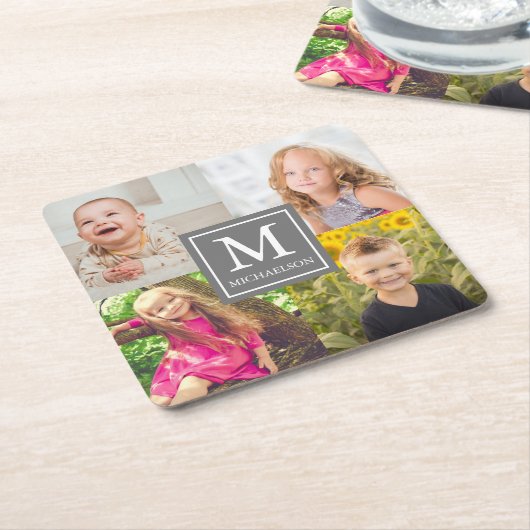 FotoCollage Rechteckiger Pappuntersetzer (angewinkelt)