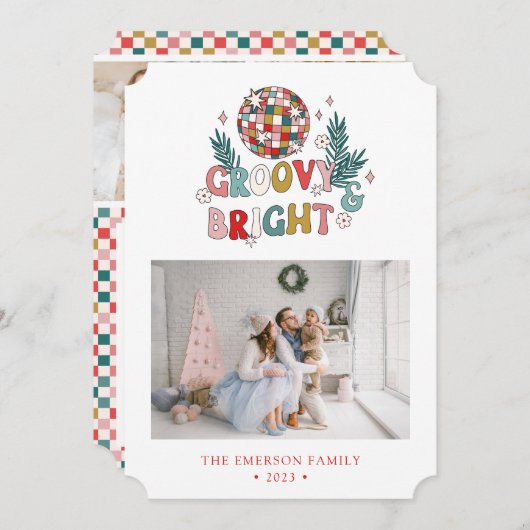 Fotocollage Retro Holiday Card Feiertagskarte (Vorne/Hinten)