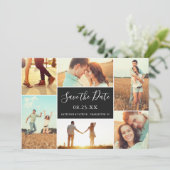 FotoCollage Save the Date flache Karte | Ebony (Stehend Vorderseite)