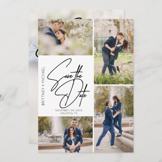 FotoCollage Save the Date mit Handschrift (Vorne/Hinten)