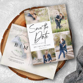 FotoCollage Save the Date mit Handschrift Ankündigungspostkarte