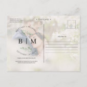 FotoCollage Save the Date mit Handschrift Ankündigungspostkarte (Rückseite)