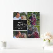 FotoCollage Save the Date Quadratische Wanduhr (Zuhause)