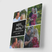 FotoCollage Save the Date Quadratische Wanduhr (Winkel)