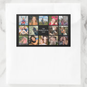 FotoCollage Schwarz Custom Rechteckiger Aufkleber (Tasche)
