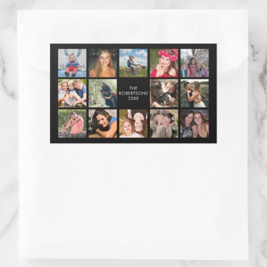 FotoCollage Schwarz Custom Rechteckiger Aufkleber (Tasche)