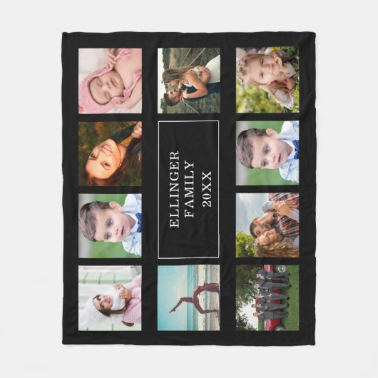 Fotocollage Schwarz Vliesschwarz Fleecedecke (Vorderseite)