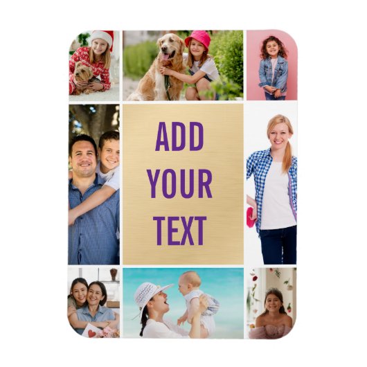 Fotocollage - schwarzer Hintergrund - weißer Text  Magnet (Vertikal)