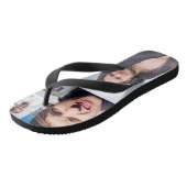 Fotocollage setzt das Gesicht an Badesandalen (Schrägansicht)