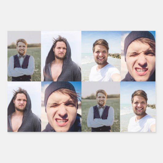 Fotocollage setzt das Gesicht an Geschenkpapier Set (Vorderseite 2)