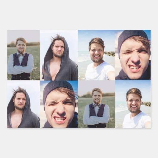Fotocollage setzt das Gesicht an Geschenkpapier Set (Vorderseite 3)