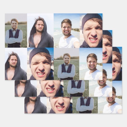Fotocollage setzt das Gesicht an Geschenkpapier Set (Set)