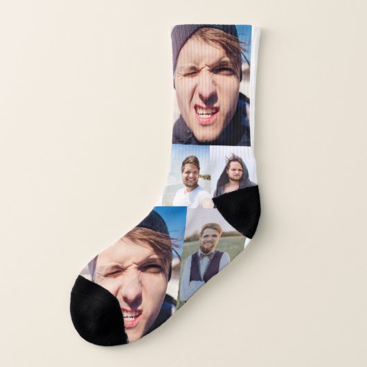 Fotocollage setzt das Gesicht an Socken (Links - Außen)