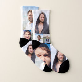 Fotocollage setzt das Gesicht an Socken