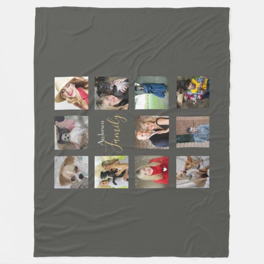 Fotocollage Silver Grau mit Text Fleecedecke (Vorderseite)