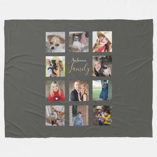 Fotocollage Silver Grau mit Text Fleecedecke (Vorderseite (Horizontal))