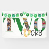 Fotocollage Two Lucky Custom 2. Geburtstag Party Banner (Horizontal)