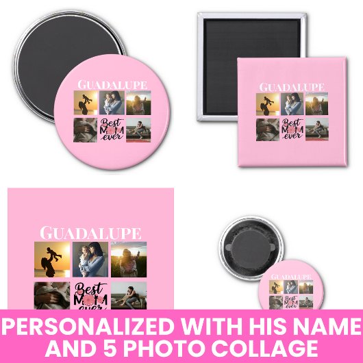 FotoCollage und Name der Mama Rosa Magnet