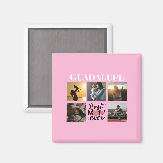 FotoCollage und Name der Mama Rosa Magnet (Vorderseite/Rückseite)