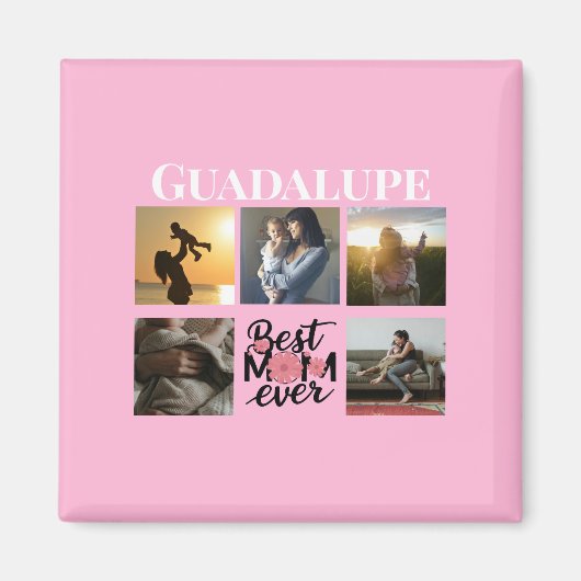 FotoCollage und Name der Mama Rosa Magnet (Vorne)