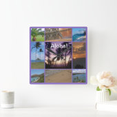 FotoCollage von Oahu, Hawaii Quadratische Wanduhr (Zuhause)