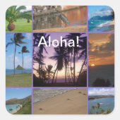 FotoCollage von Oahu, Hawaii Quadratischer Aufkleber (Vorderseite)
