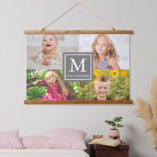FotoCollage Wandteppich Mit Holzrahmen