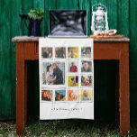 FotoCollage White Geschirrtuch<br><div class="desc">Das Küchentücher mit 13 quadratischen Fotos in einer Rasterkollage,  mit einem großen und einem kleinen Bild. Fügen Sie Ihren Familiennamen oder Ihre eigene Beschriftung ganz unten in chic gray hinzu.</div>