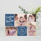 FotoCollage | Zählen unserer Segnungen | Blau Feiertagskarte (Stehend Vorderseite)