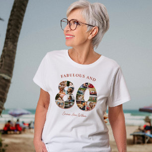 Fotocollage zum 80. Geburtstag Elegant und zeitlos T-Shirt