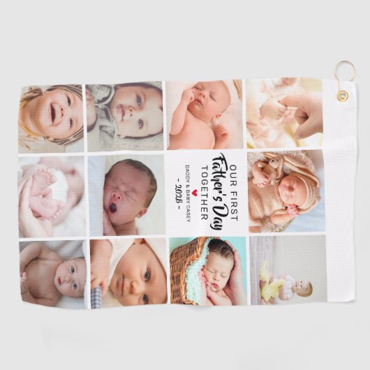 FotoCollage zum ersten Vatertag Golfhandtuch (Horizontal)