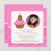 FotoCupcake Geburtstag Einladung 8. Geburtstag Ros (Vorne/Hinten)