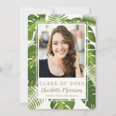 Fotoeinladung des Abschlusses tropische grünes Einladung (Vorderseite)