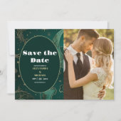 FotoEmerald Green Gold Celestial Wedding Save The Date (Vorderseite)