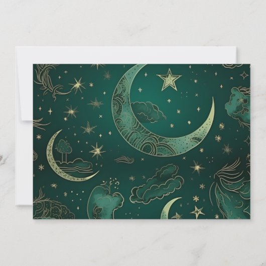 FotoEmerald Green Gold Celestial Wedding Save The Date (Rückseite)