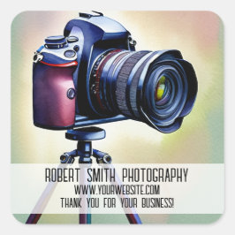 Fotogeschäft Vielen Dank Quadratischer Aufkleber