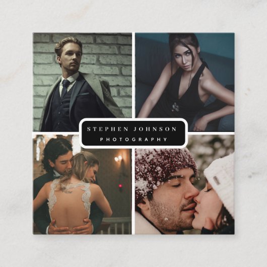 Fotograf 4 Fotos Square Business Card Quadratische Visitenkarte (Vorderseite)