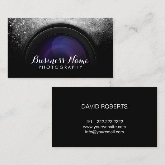 Fotograf Black Camera Fotografy Studio Visitenkarte (Vorne/Hinten)