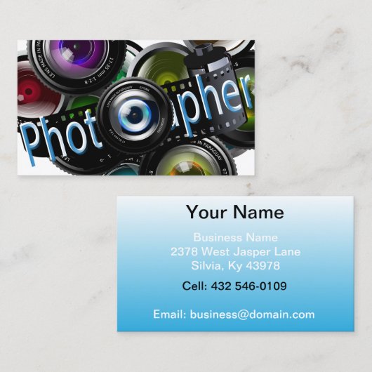 Fotograf - Blau Visitenkarte (Vorne/Hinten)