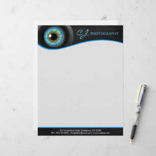 Fotograf-blaues Augen-Kameraobjektiv-Briefkopf Briefkopf