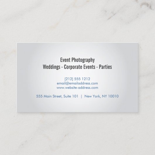 Fotograf Blue Camera Lens Business Card Visitenkarte (Rückseite)